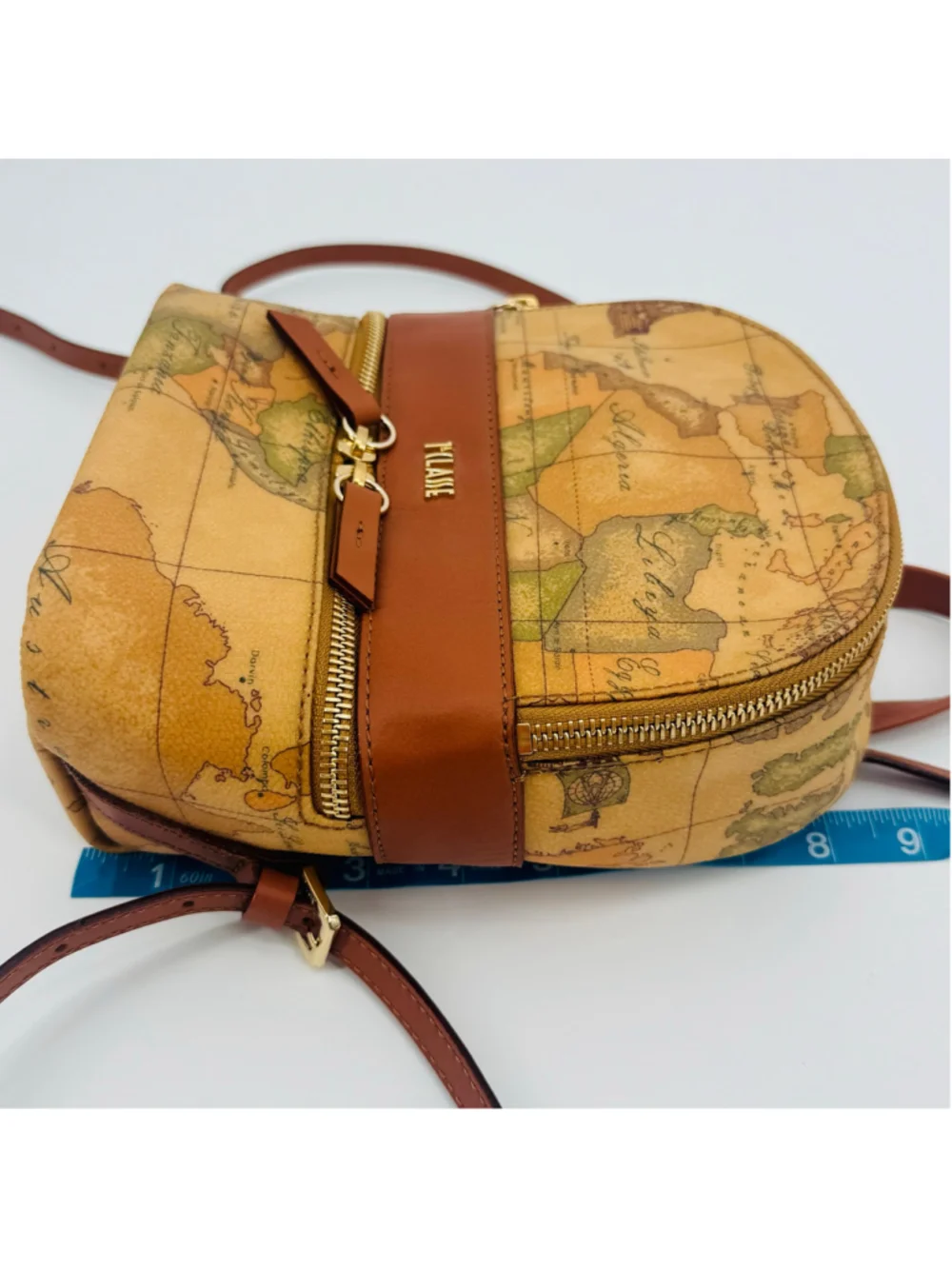 Alviero Martini 1A Classe Geo Map Print Small Backpack Beige Brown